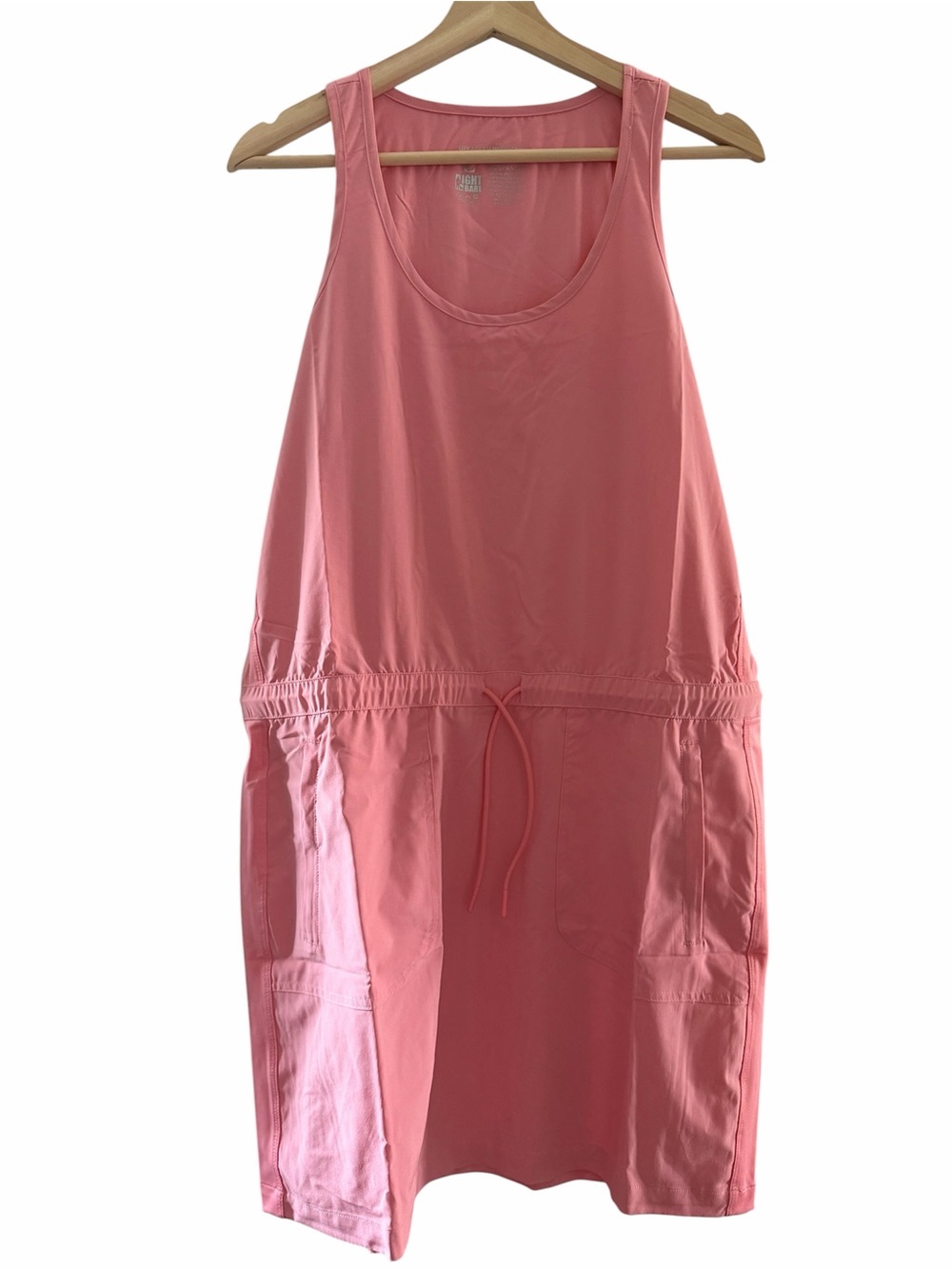 NWOT UPF 50+ UV PROTECTION Sleeveless Pink/Coral Drawstring Waist Pocket Dress